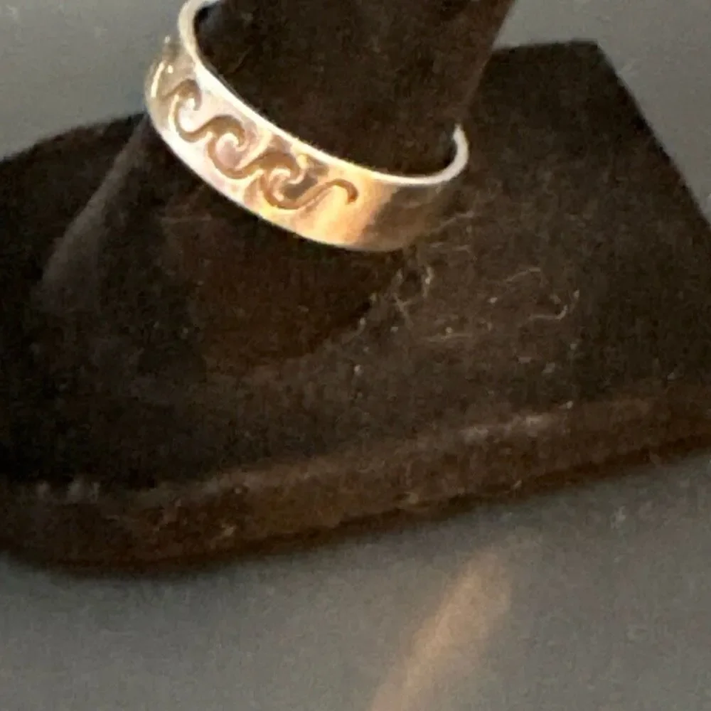 Sterling Silver Ring Band, New, Handmade, size 7.5, Wave Design, Ocean Design